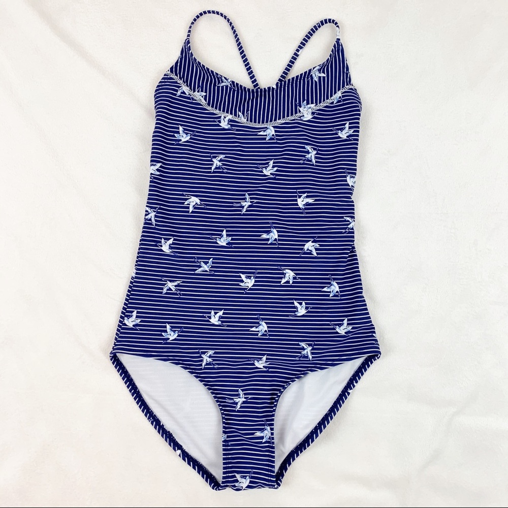 Copper Key striped bird‎ crisscrossed back swimsuit
